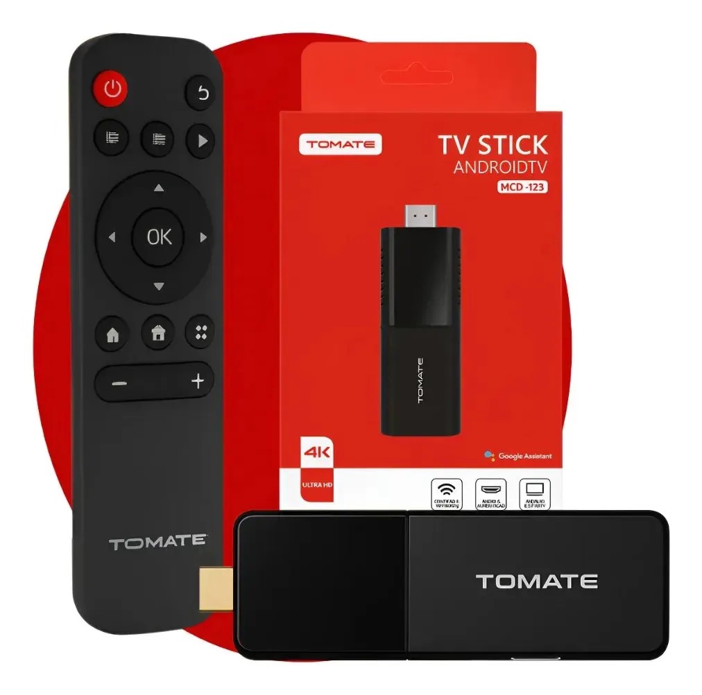 GTV Stick marca Tomate com controle remoto e caixa